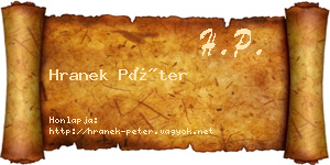 Hranek Péter névjegykártya